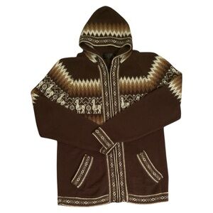Milci’s Alpaca Brown Zip Up Hooded Sweater Size Medium